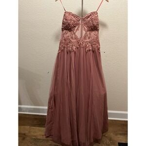 AS IS dress Tulle Gown Pink Strapless  Dress size 15 MISSING RIBBON FROM BACK